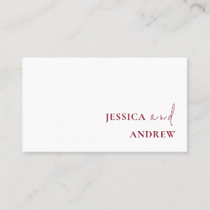 Carte De Placement Minimaliste Bourgogne Rouge & Blanc Simple Mariage