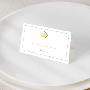 Carte De Placement Minimaliste Citrons Seersucker Rayures Enterrement