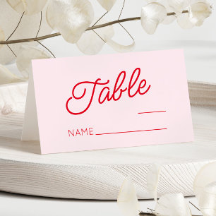 Carte De Placement minimaliste moderne rose et Mariage rouge