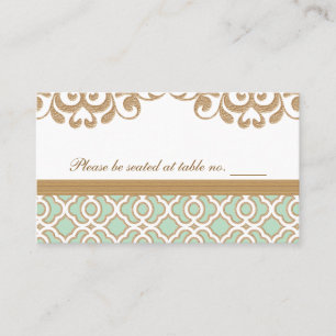 Carte De Placement Mint Green Gold Mariage marocain Table Place