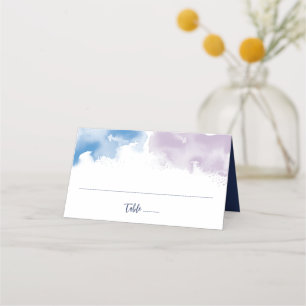 Carte De Placement MITZVAH moderne élégant aquarelle bleu violet