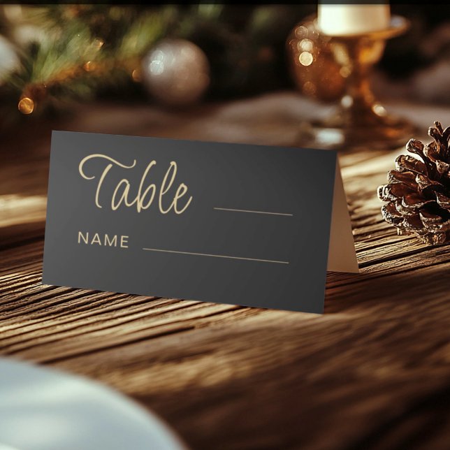 Carte De Placement Modern Black & Gold Wedding table number (Créateur téléchargé)