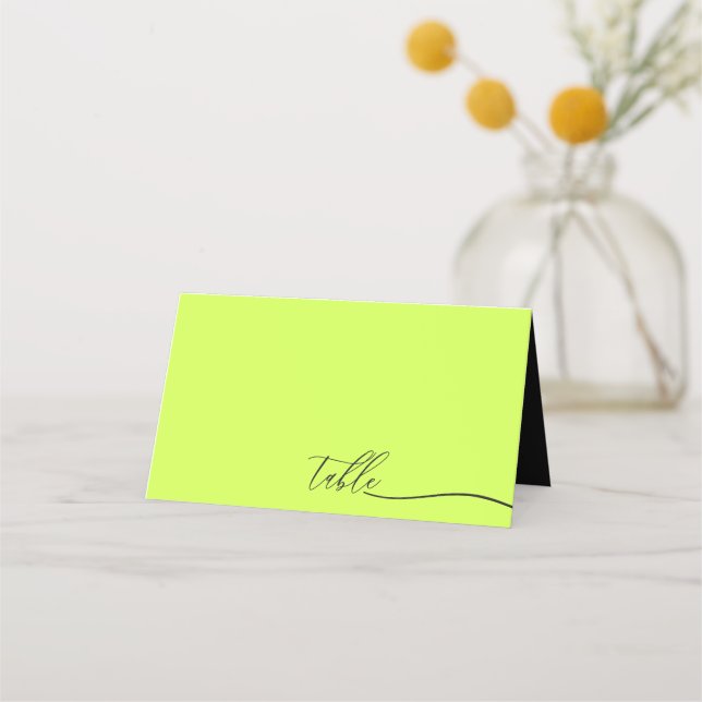 Carte De Placement Modern Cyber Lime Jet Black Clear Seating Table (Devant)