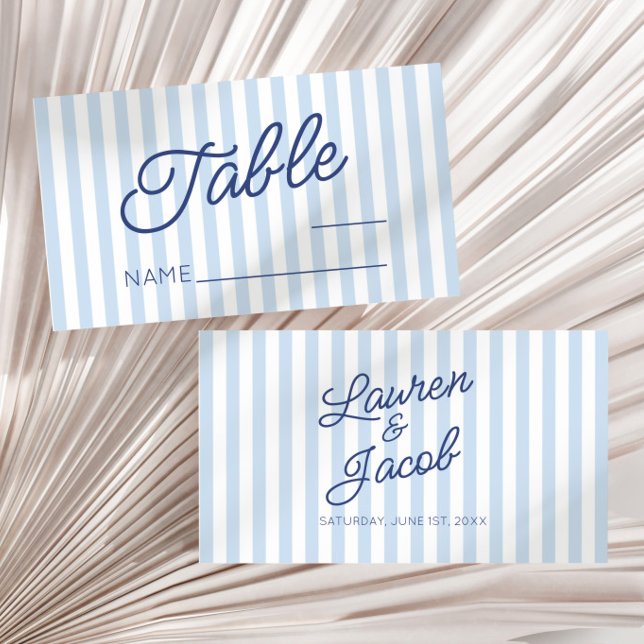 Carte De Placement Modern Minimal Minimalist Blue Stripes Wedding (Créateur téléchargé)