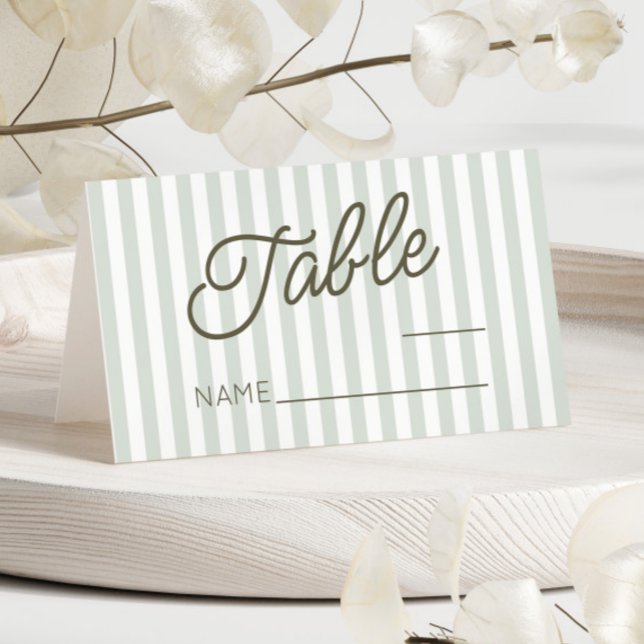 Carte De Placement Modern Minimal Minimalist Green Stripes Wedding (Créateur téléchargé)