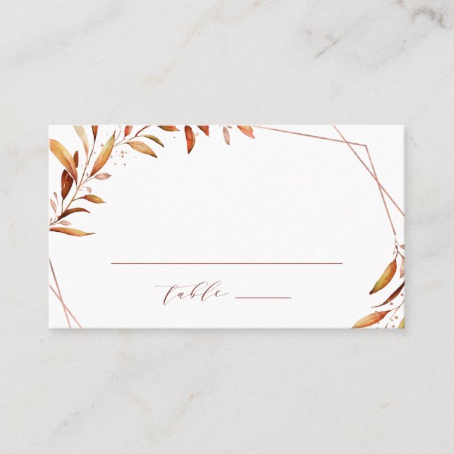 Carte De Placement Moderne Automne vert Mariage géométrique Rustique (Devant)