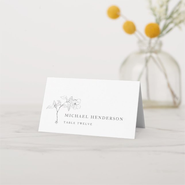 Carte De Placement Moderne Elegant Floral Line Mariage (Devant)