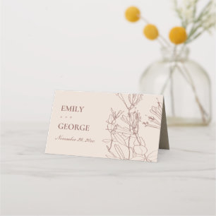 CARTE DE PLACEMENT MODERNE KRAFT BLUSH PASTEL LINE DESSINER FLORAL