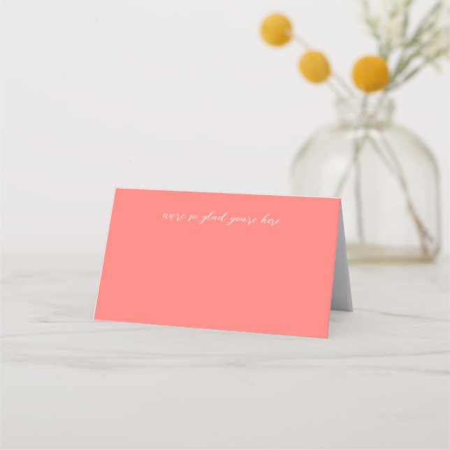 Carte De Placement Moderne Mariage Simple Corail Gras et Audacieux (Devant)