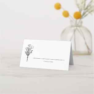 Carte De Placement Moderne minimaliste noir Mariage de bouquet floral
