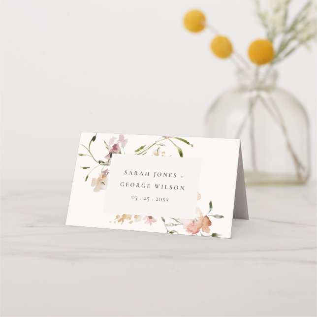 Carte De Placement Moelleux Pastel Blush Meadow Aquarelle Mariage Flo (Devant)
