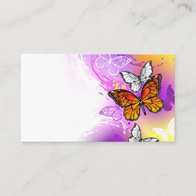 Carte De Placement Monarch Butterflies on Purple Background (Devant)