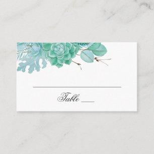 Carte De Placement Monnaie mariage à fleurs d'hiver. Aquarelle succul