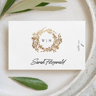 Carte De Placement Monogram Crest classique Mariage élégant