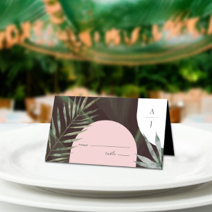 Carte De Placement Monogramme Arches Palm Tree Mariage tropical