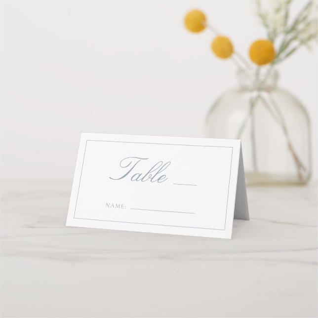 Carte De Placement Monogramme bleu foncé Numéro de table du Mariage d (Devant)