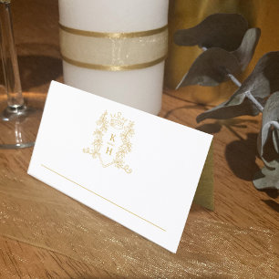 Carte De Placement Monogramme crête de coeur dessiné à la main blanc 