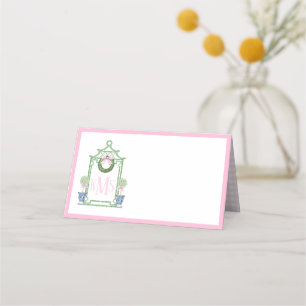 Carte De Placement Monogramme de la pagode chinoise Preppy