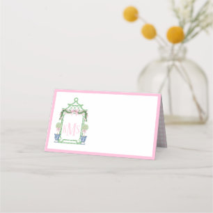 Carte De Placement Monogramme de la pagode chinoise Preppy
