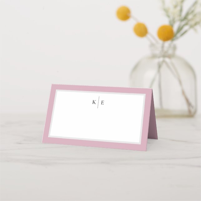 Carte De Placement Monogramme Dusty Rose Table Place Card (Devant)