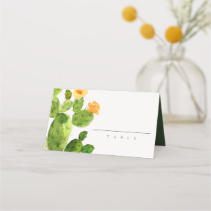 CARTE DE PLACEMENT MONOGRAMME FLEUR DE CACTUS DU DÉSERT À L'AQUARELLE