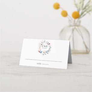 Carte De Placement Monogramme floral rose vif