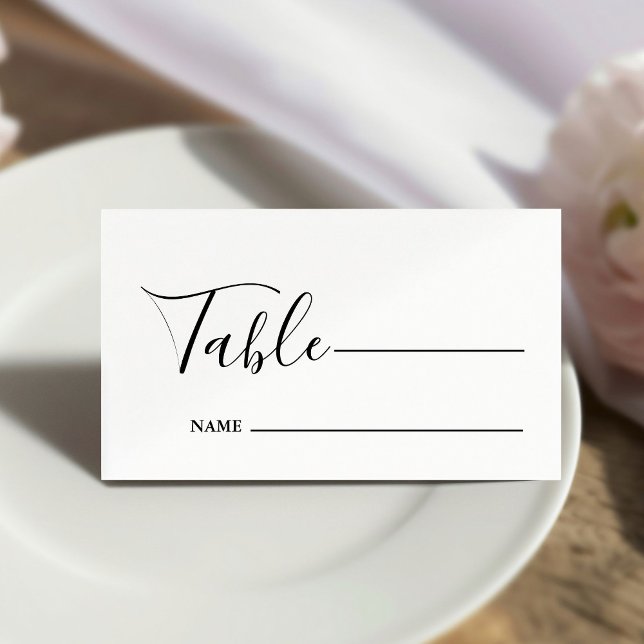 Carte De Placement Monogramme minimaliste Mariage noir et blanc (Créateur téléchargé)