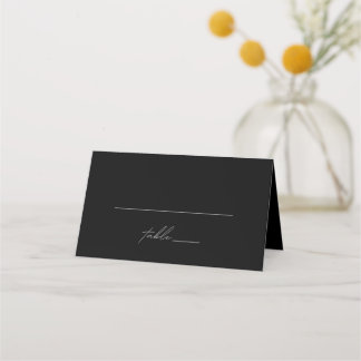 Carte De Placement Monogramme noir et blanc moderne Mariage minimalis