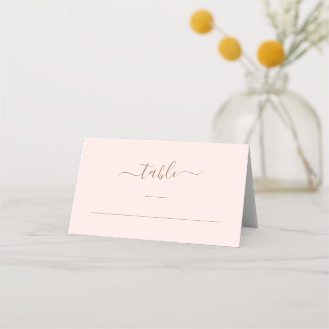 Carte De Placement Monogramme Or Personnalisé Blush Mariage élégant (Devant)