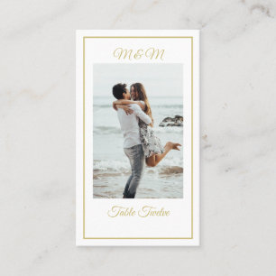 Carte De Placement Monogramme Photo Gold Elegant Numéro de table