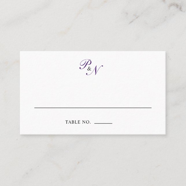 Carte De Placement Monogramme royal violet traditionnel Mariage offic (Devant)