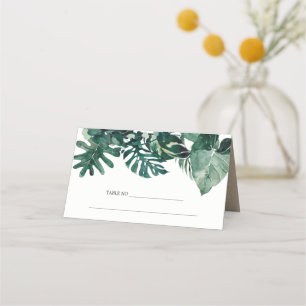 Carte De Placement Monstère Tropical Green Foliage Mariage Feuilleté