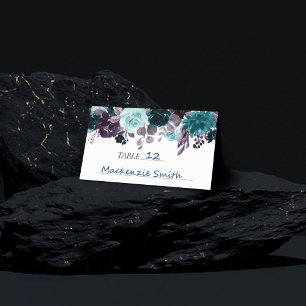 Carte De Placement Moody Boho Turquoise Turquoise Purple Floral Gar
