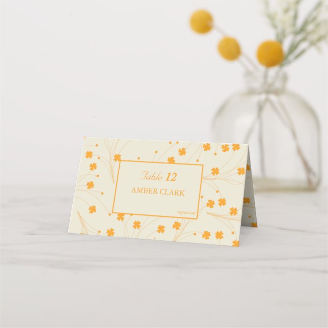 Carte De Placement Motif à fleurs les années 70 beige orange rétro Y2 (Devant)