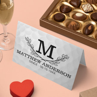 Carte De Placement Motif de balle de golf personnalisé Nom Monogramme