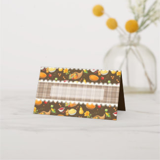 Carte De Placement Motif de récolte de cuisine de Thanksgiving à carr