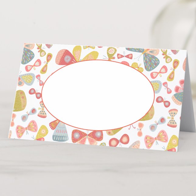 Carte De Placement Motif Pastel Graphic moderne (Modern butterfly pattern place name card)
