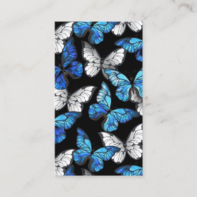 Carte De Placement Motif sans couleur foncée avec papillons bleus Mor (Devant)