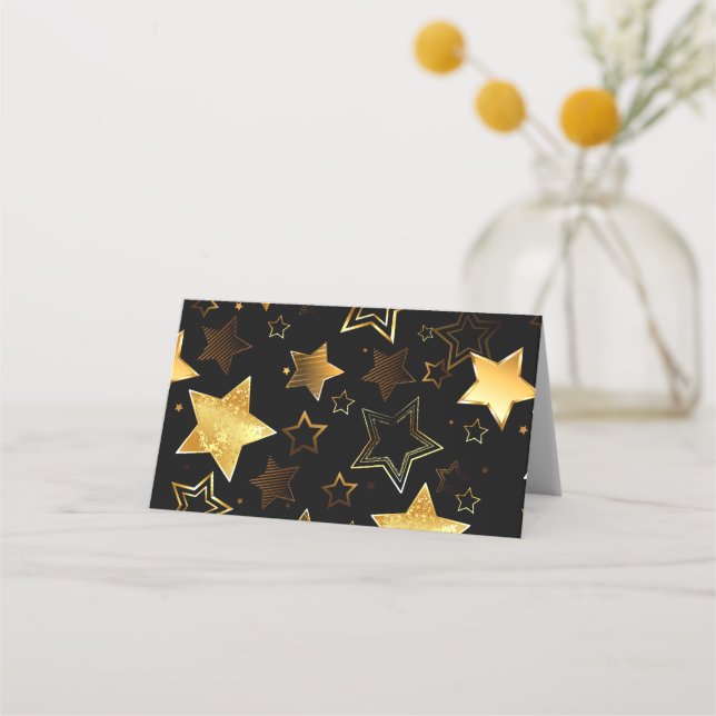 Carte De Placement Motif sans couture avec étoiles d'or (Devant)