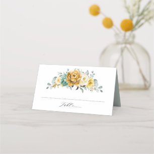 Carte De Placement Mustard Jaune Floral Sage Vert Mariage moderne