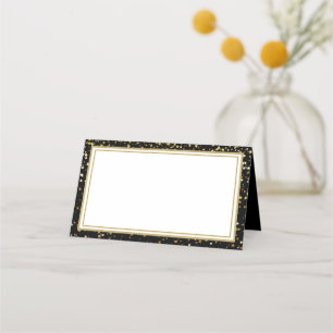 Carte De Placement Name Place Card-Black & Gold Stars