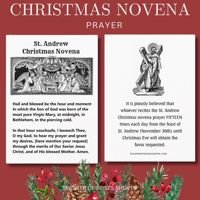 Carte De Placement Nativité de Noël St Andrew Novena Prière Sainte (Créateur téléchargé)