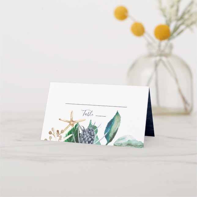 Carte De Placement Nautique moderne | Mariage vert plié (Devant)