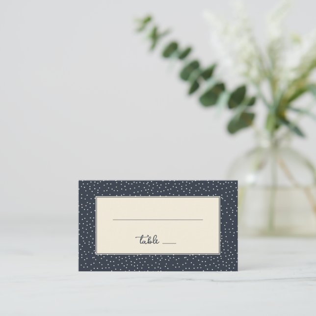 Carte De Placement Navy Élégant à Pois (Debout devant)