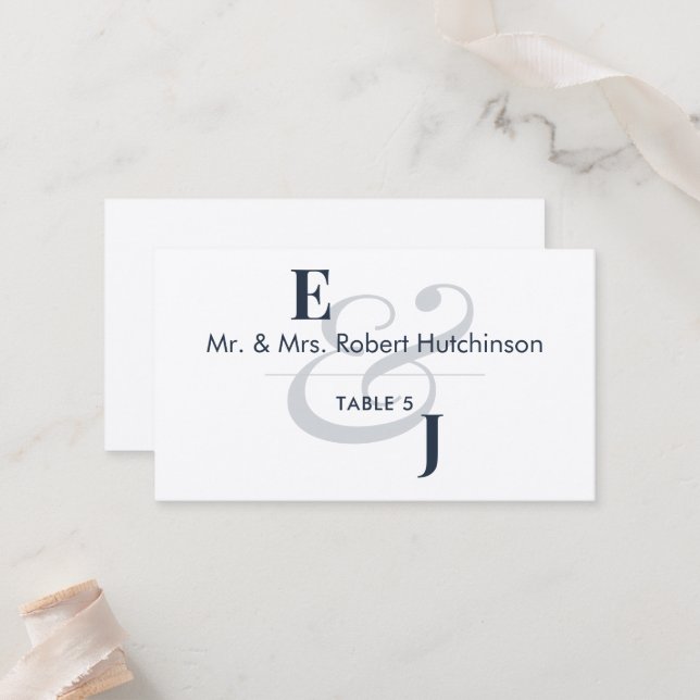 Carte De Placement Navy Esperluette Mariage | Sièges Table Plate (Devant/Arrière en situation)