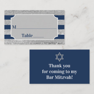 Carte De Placement Navy, Gris Stripes Bar Mitzvah
