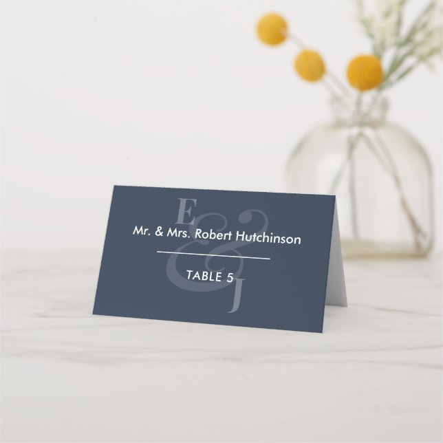 Carte De Placement Navy Mariage Ampersand Inversé | Sièges pliés (Devant)