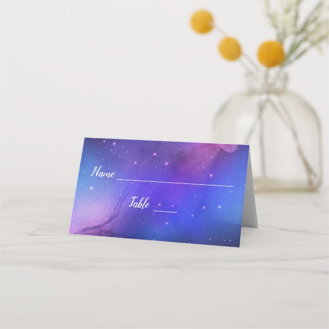 Carte De Placement Nebula violette Art Céleste Mariage Table Place (Devant)