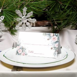 Carte De Placement Neige en amour fête de douche de mariée d'hiver