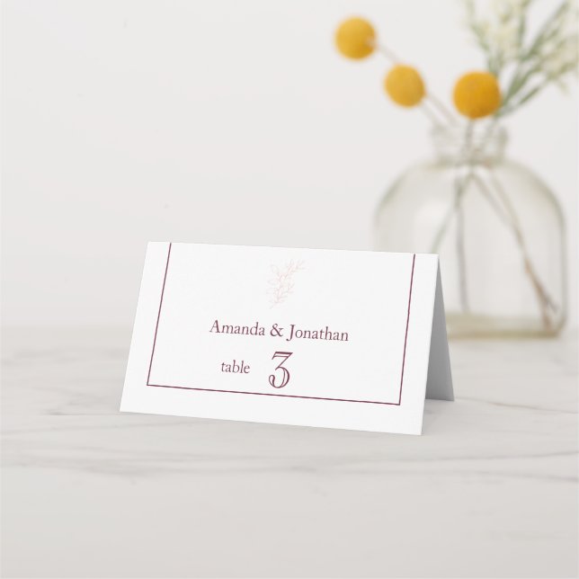 Carte De Placement Nettoyer la feuille blanche et rose simple | Maria (Devant)